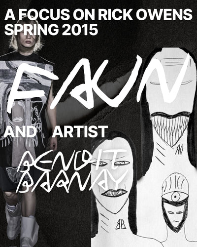 A focus on Rick Owens spring 2015 "FAUN" mens collection and artist Benoit Barnay