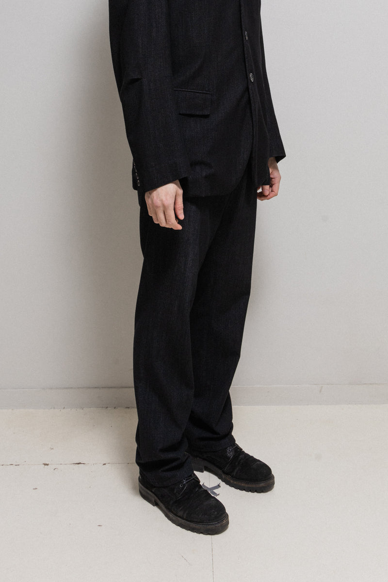 ANN DEMEULEMEESTER - FW99 / FW00 Textured wool pants with side