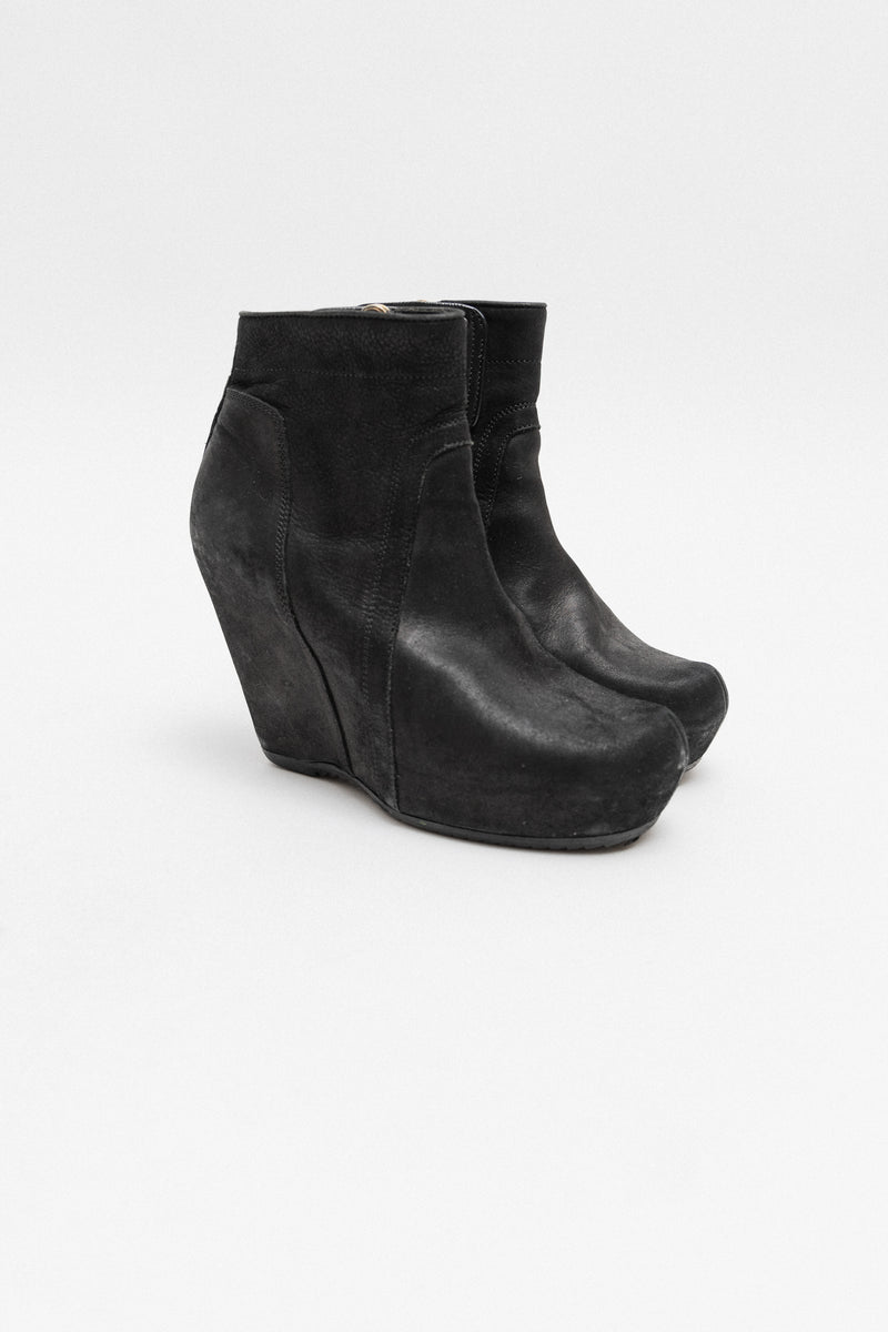 RICK OWENS - Suede leather wedge boots – L'OBSCUR