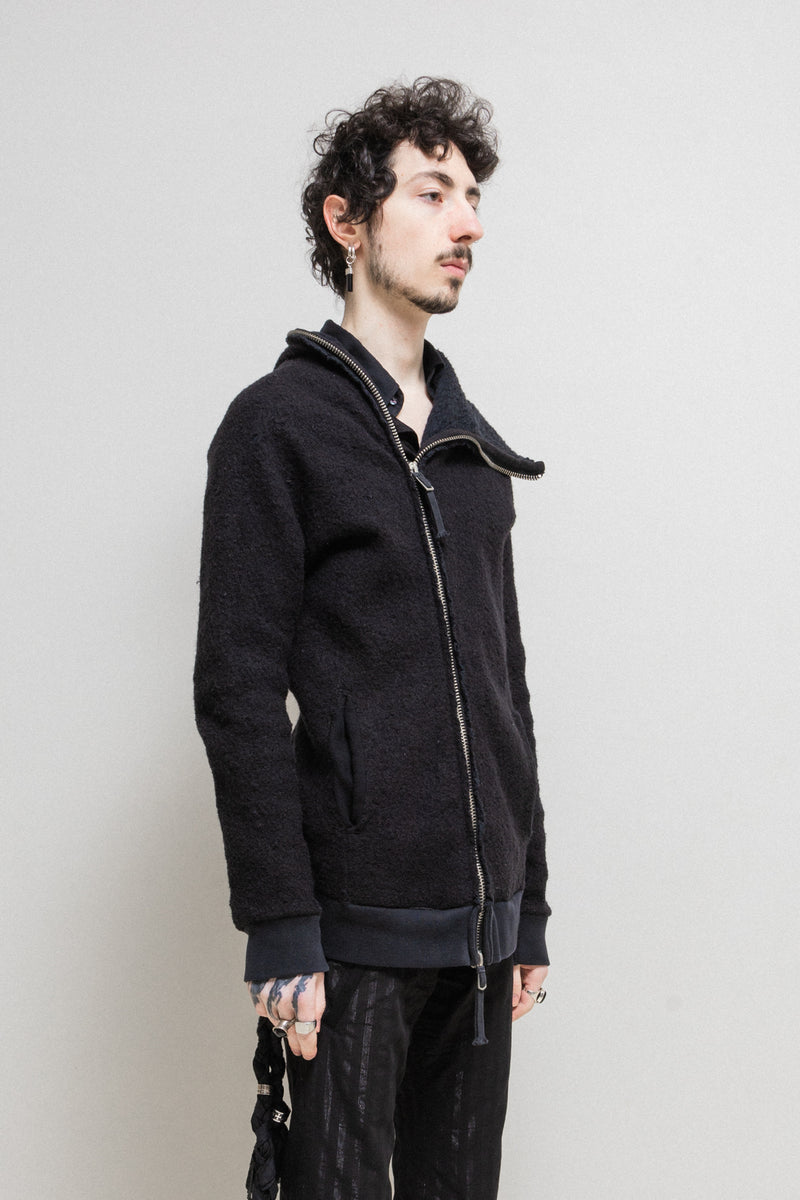 BORIS BIDJAN SABERI - Textured wool hooded jacket – L'OBSCUR