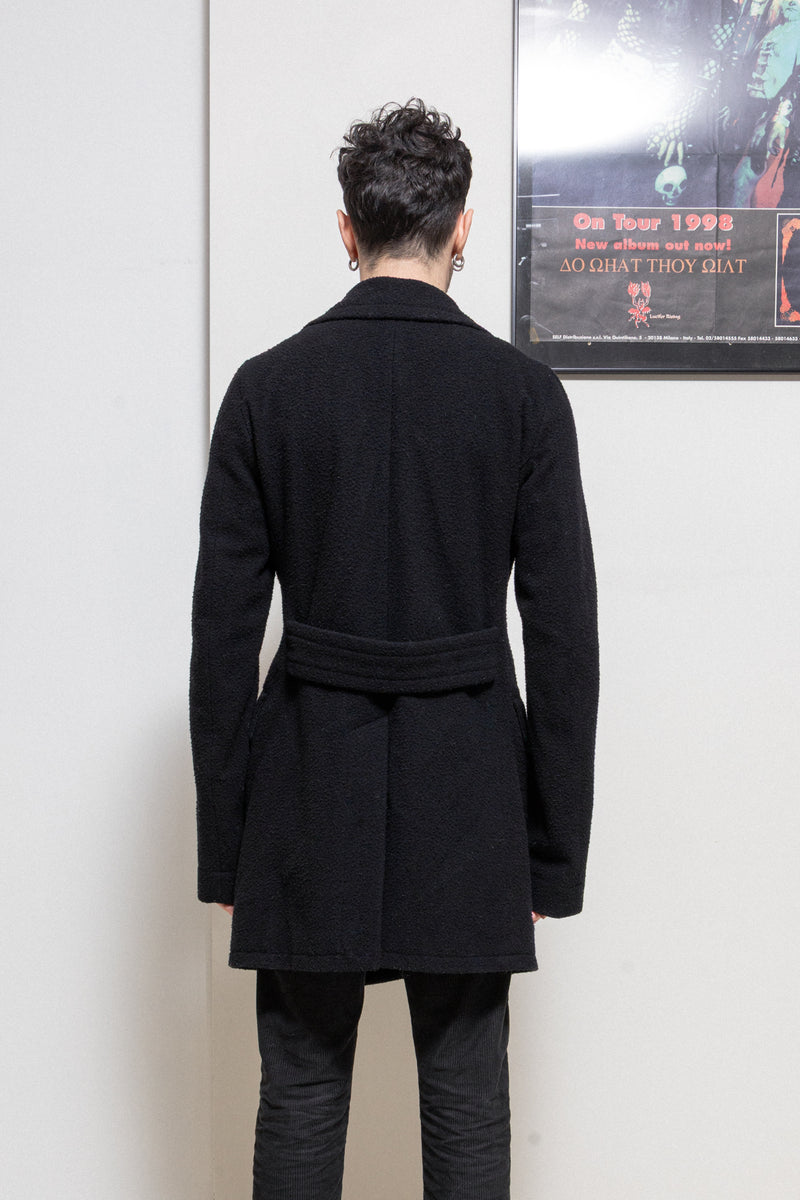RICK OWENS - FW08 « STAG » Textured wool four pockets peacoat – L