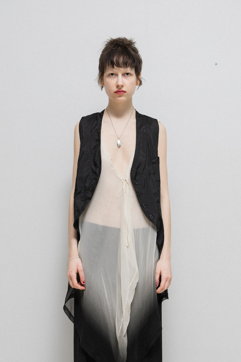 ANN DEMEULEMEESTER - SS07 Gradient silk vest with back straps – L