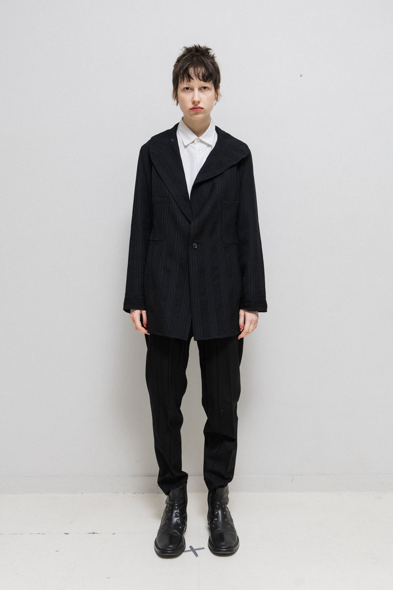 パンツ YOHJI YAMAMOTO washer stripe 12tuck YOHJI YAMAMOTO - FW93 Textured pinstripe wool pants – L'OBSCUR