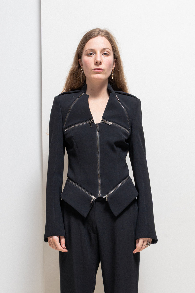 GARETH PUGH - FW15 Black cross zipper jacket (runway) – L'OBSCUR