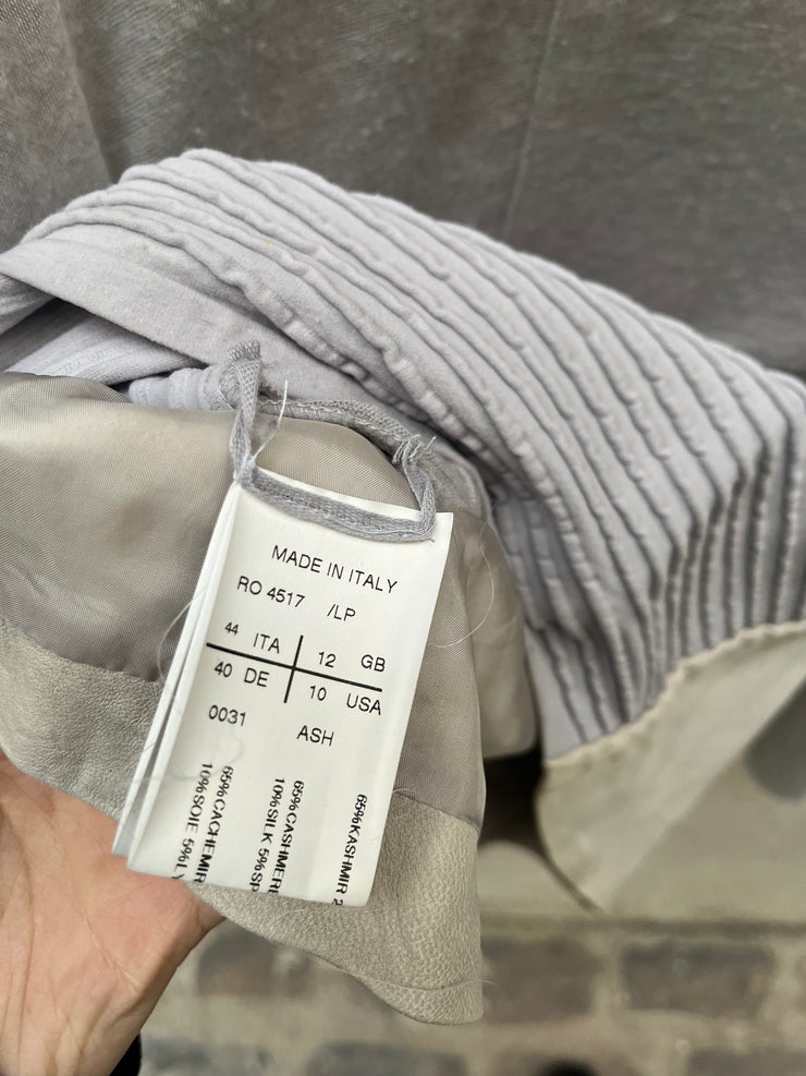 (New Arrival) RICK OWENS - FW09 « CRUST » Ash grey cashmere and silk sweater with lamb leather panels