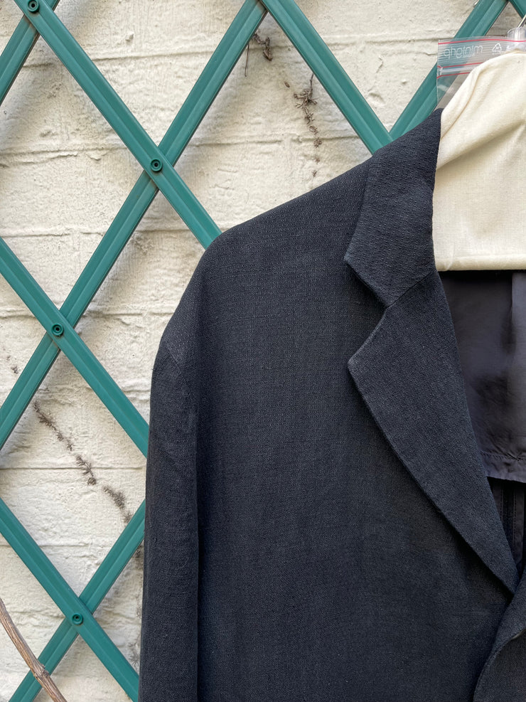 (New Arrival) YOHJI YAMAMOTO POUR HOMME - SS87 Linen costume jacket with chest embroidery