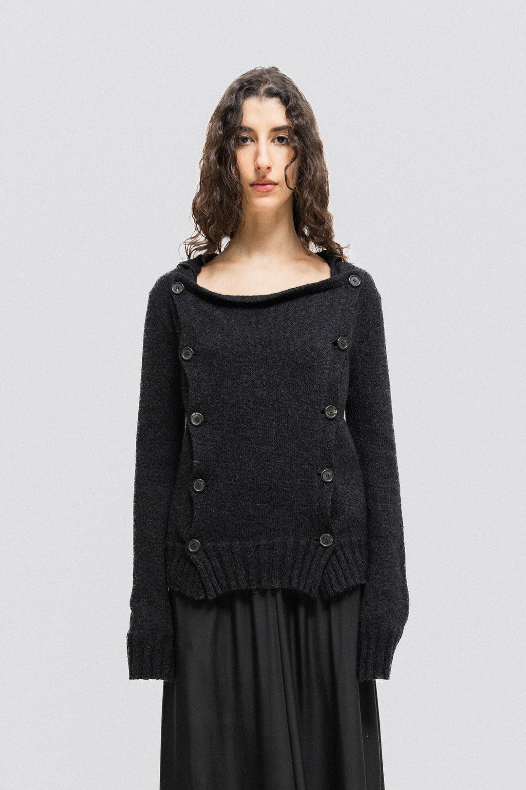 Ann Demeulemeester - ANN DEMEULEMEESTER ウール バイカラーニット Ann Demeulemeester - ANN DEMEULEMEESTER ウール バイカラー