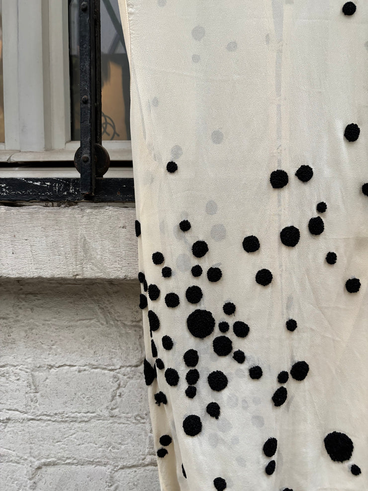 (New Arrival) ANN DEMEULEMEESTER - Embroidered silk draped top