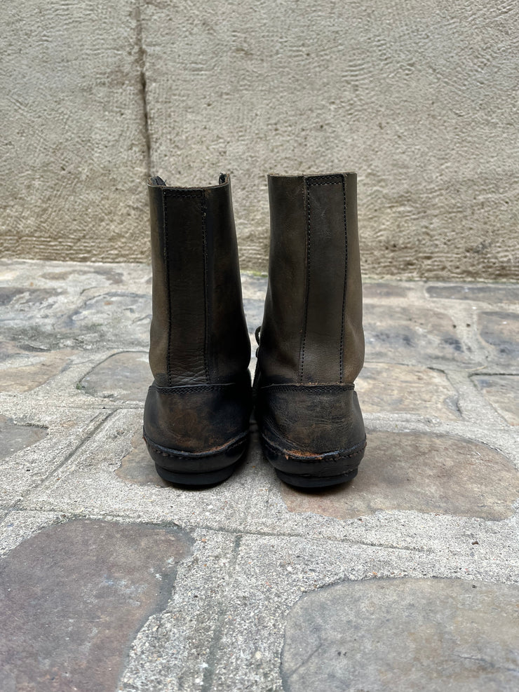 (New Arrival) CHRISTIAN PEAU - Lace up leather boots