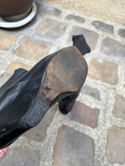 (New Arrival) RICK OWENS - FW09 « CRUST » Leather wedge boots with triangular back volume (runway)
