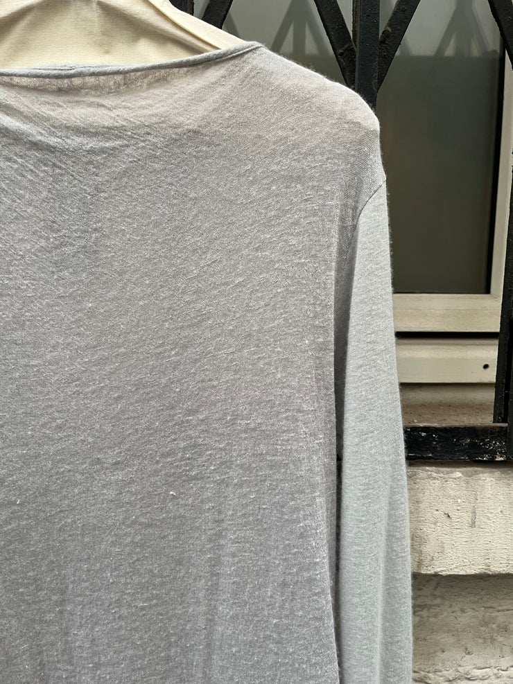 (New Arrival) RICK OWENS - FW09 « CRUST » Ash grey cashmere and silk sweater with lamb leather panels