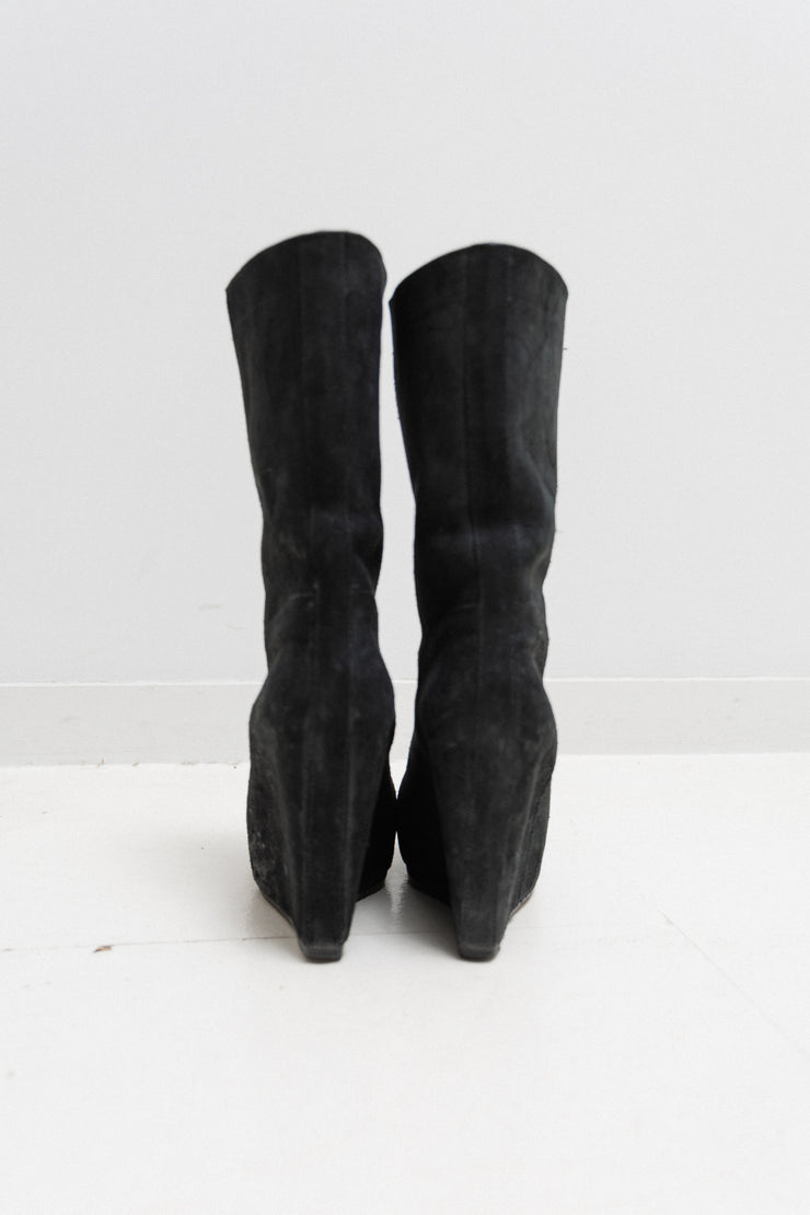 RICK OWENS - FW10 "GLEAM" High blistered wedge boots with front cutout