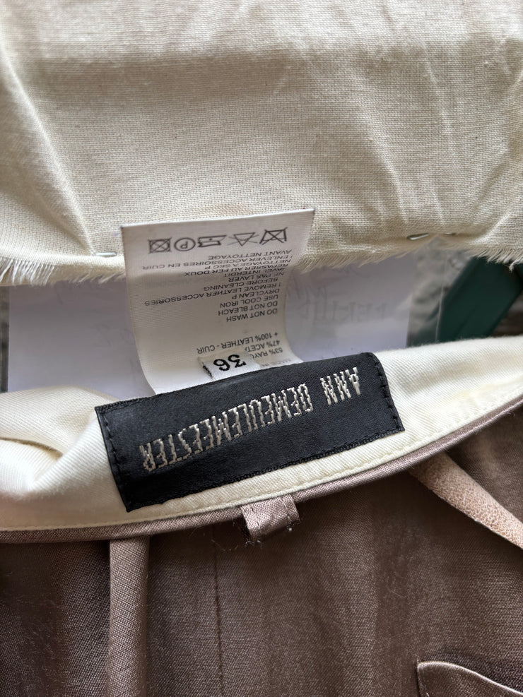 (New Arrival) ANN DEMEULEMEESTER - FW02 Wide satin pants with cargo pockets and adjustable straps (runway)