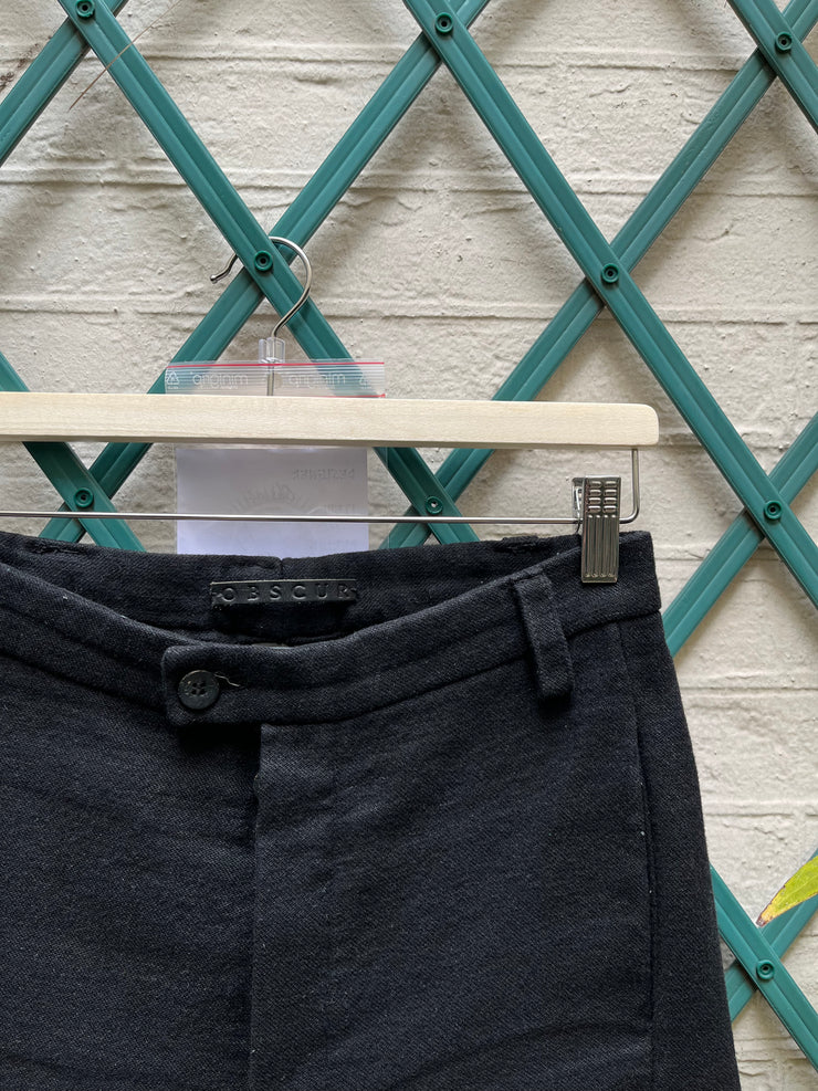 (New Arrival) OBSCUR - Linen and wool blend pants with spiral frayed seam