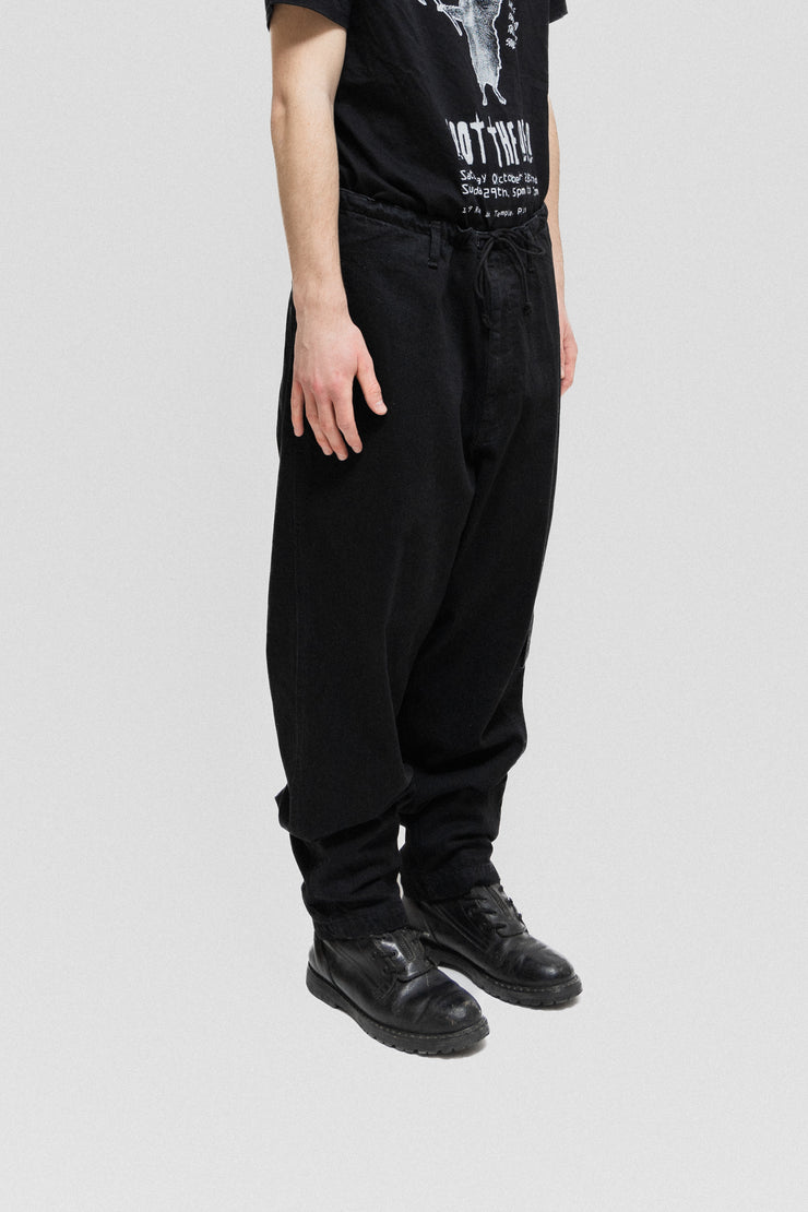 YOHJI YAMAMOTO BLACK SCANDAL - FW22 Wide cotton pants with pocket detail