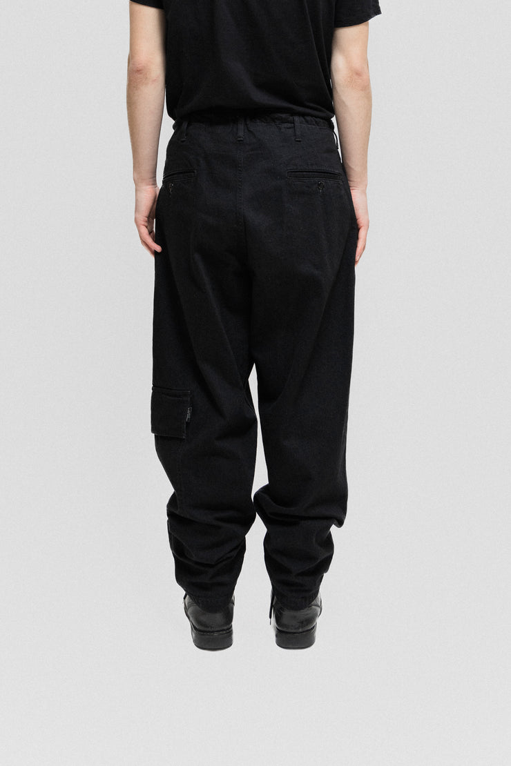 YOHJI YAMAMOTO BLACK SCANDAL - FW22 Wide cotton pants with pocket detail