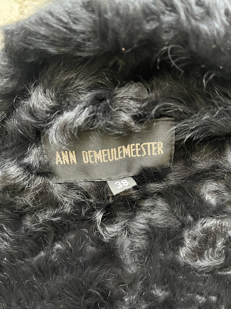 (Pre Sale) ANN DEMEULEMEESTER - 2010’s Leather and fur reversible jacket with zipper panels and belt