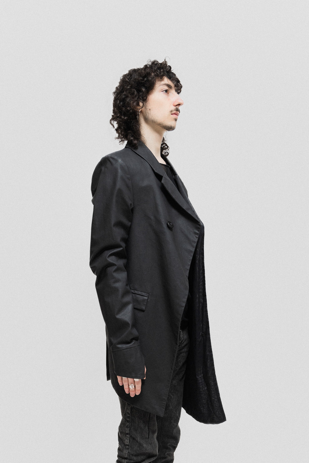 BORIS BIDJAN SABERI - SS13 Waxed jacket with cotton draping and