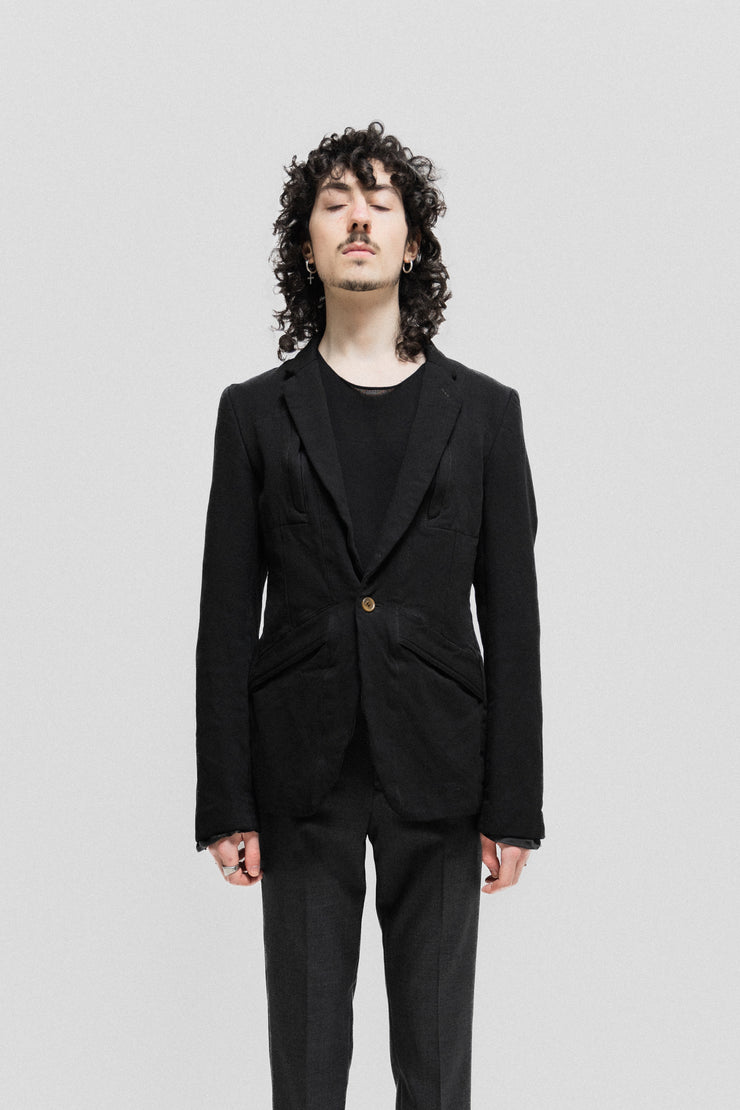 COMME DES GARCONS HOMME PLUS - FW05 "Sports tailoring" Mesh lined polyester tailored jacket (runway)