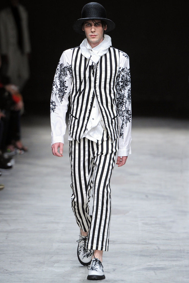 ANN DEMEULEMEESTER - SS14 Vine pattern canvas shoes with notched sole (runway)