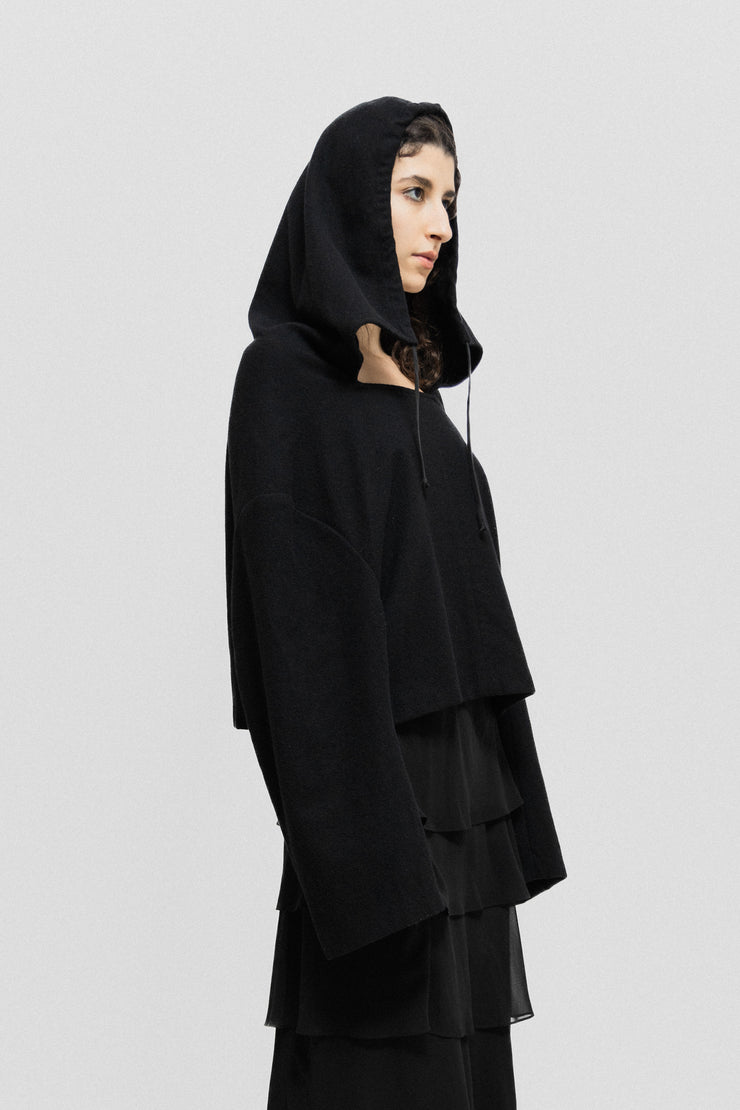 COMME DES GARCONS - FW96 Wool cropped jacket with a wide hood