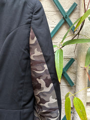 (New Arrival) COMME DES GARCONS HOMME PLUS - SS15 Wool tail jacket with camo docking sleeves