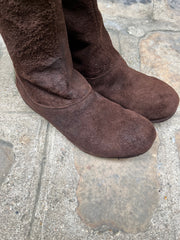 (New Arrival) CHRISTIAN PEAU - Suede leather back zip boots