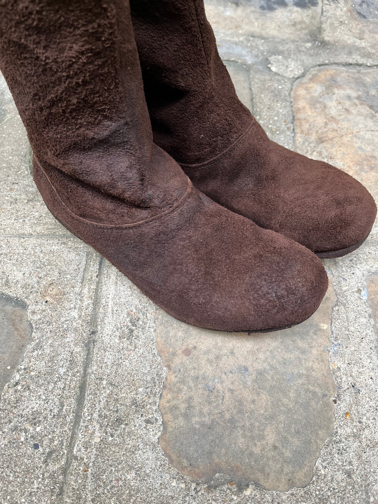 (New Arrival) CHRISTIAN PEAU - Suede leather back zip boots