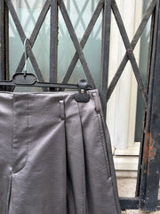 (New Arrival) COMME DES GARCONS HOMME PLUS - SS21 Metallic faux leather wide pleated shorts