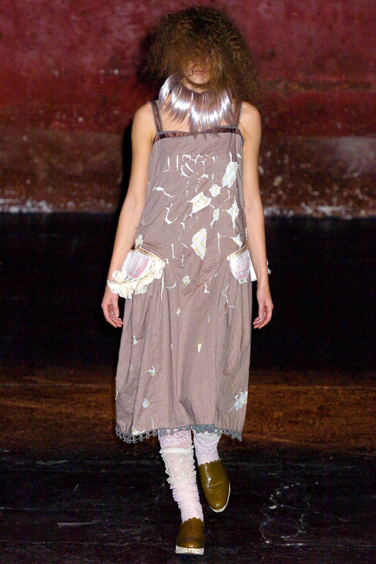 UNDERCOVER - SS05 "But Beautiful II" Crackled leather sandals with painted wooden sole (runway)