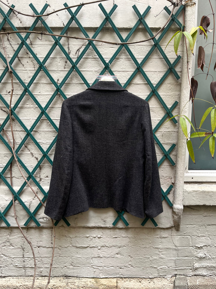 (New Arrival) YOHJI YAMAMOTO - FW98 Wool + linen open jacket with lapel slits (runway)