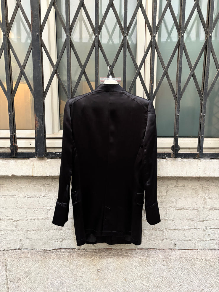 (New Arrival) ANN DEMEULEMEESTER - SS02 Silk officer jacket with decorated metal buttons (runway)