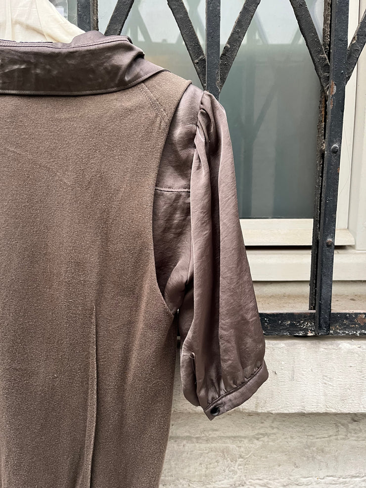 (New Arrival) UNDERCOVER - SS07 "Purple" double layer cotton blouse with pleated collar (runway)