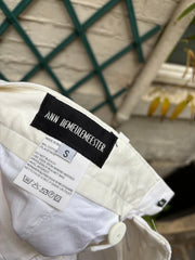 (New Arrival) ANN DEMEULEMEESTER - SS03 White cotton pants with textured stripes (runway)