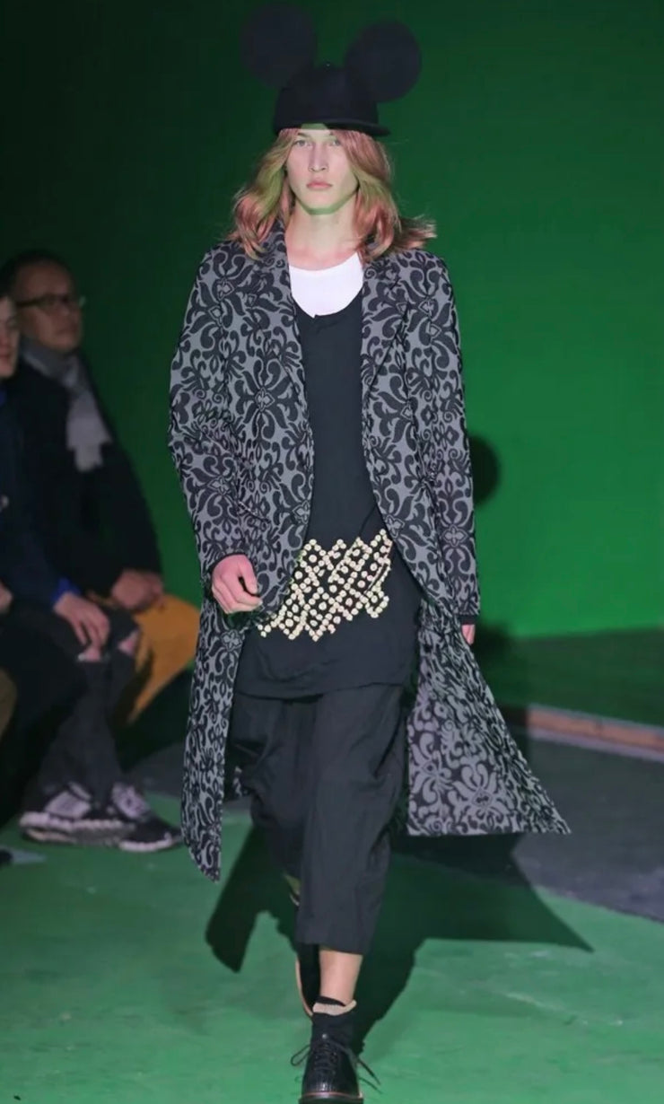 (New Arrival) COMME DES GARCONS HOMME PLUS - FW13 Patterned maxi length coat with frayed seams (runway)