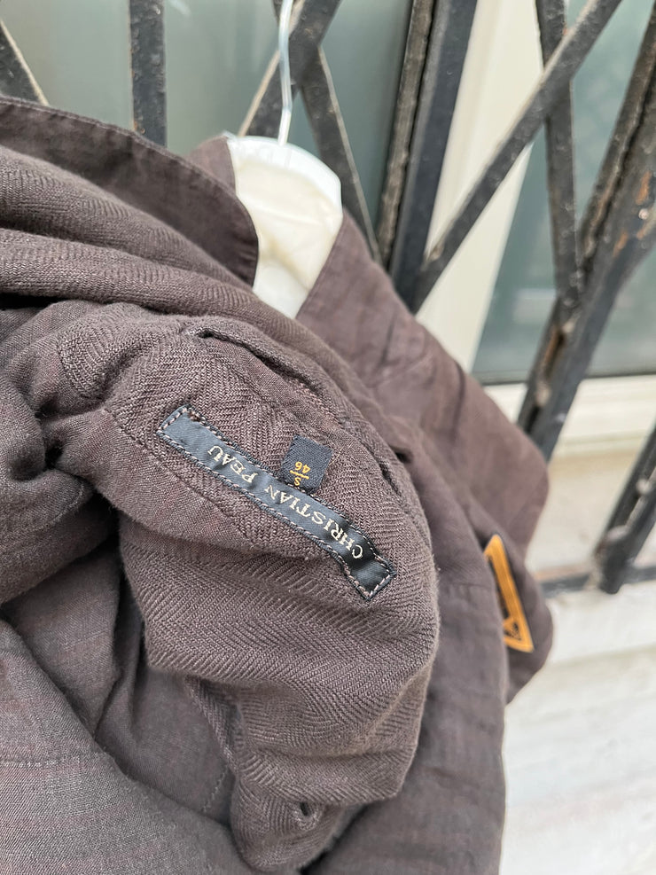 (New Arrival) CHRISTIAN PEAU - Button up linen jacket with standing collar