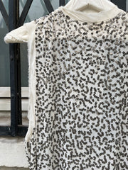 (New Arrival) ANN DEMEULEMEESTER - SS10 Silk vest with 850 gr of metal sequins (runway)
