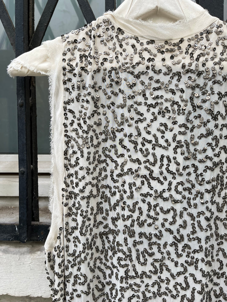 (New Arrival) ANN DEMEULEMEESTER - SS10 Silk vest with 850 gr of metal sequins (runway)