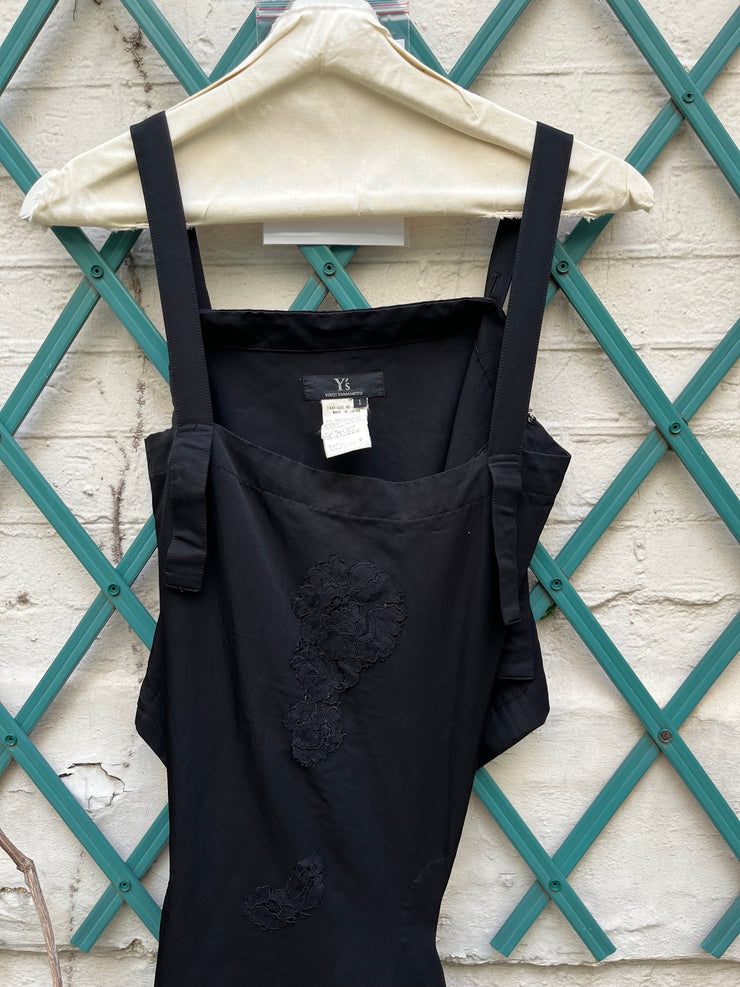 (New Arrival) YOHJI YAMAMOTO Y’S - Open back dress with flower embroideries and adjustable straps
