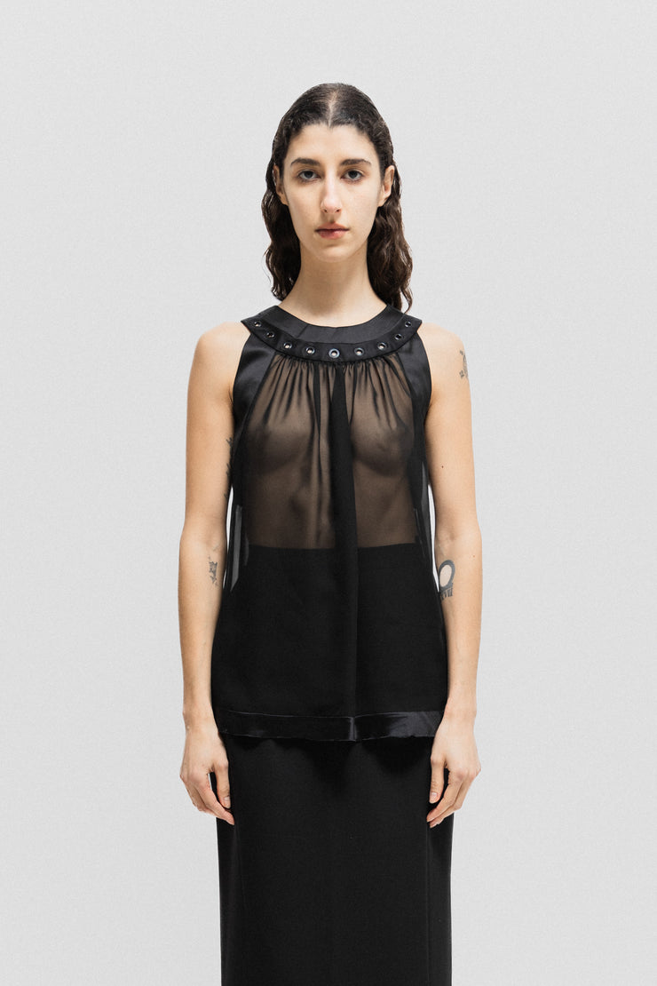 UNDERCOVER - SS14 "GODOG" Sheer blouse with eyelet details (runway)