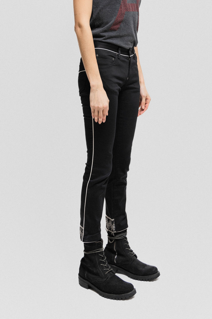 UNDERCOVER - SS08 "Summer Madness" Cotton pants with contrasting piping and skull details
