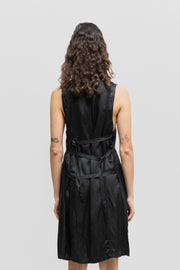ANN DEMEULEMEESTER - Satin v neck dress with back straps (early 00's)