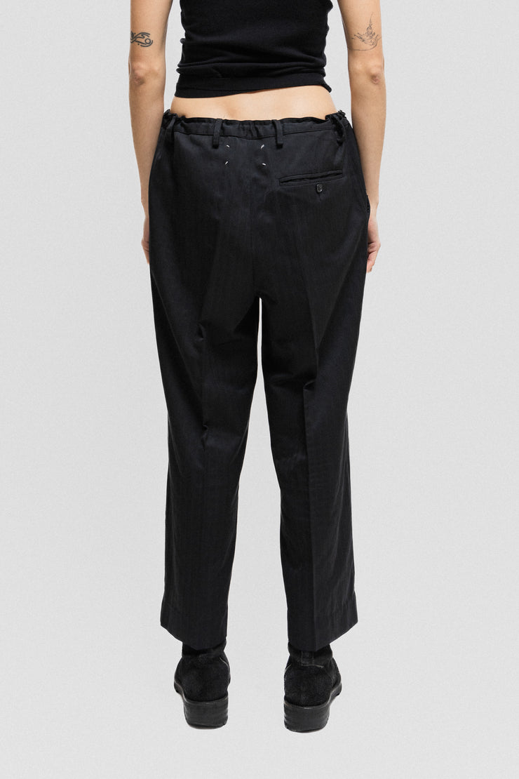 MARTIN MARGIELA - SS03 White label wide cotton pants with a pinstripe pattern
