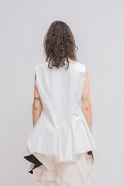 COMME DES GARCONS - SS04 White vest with frayed hems