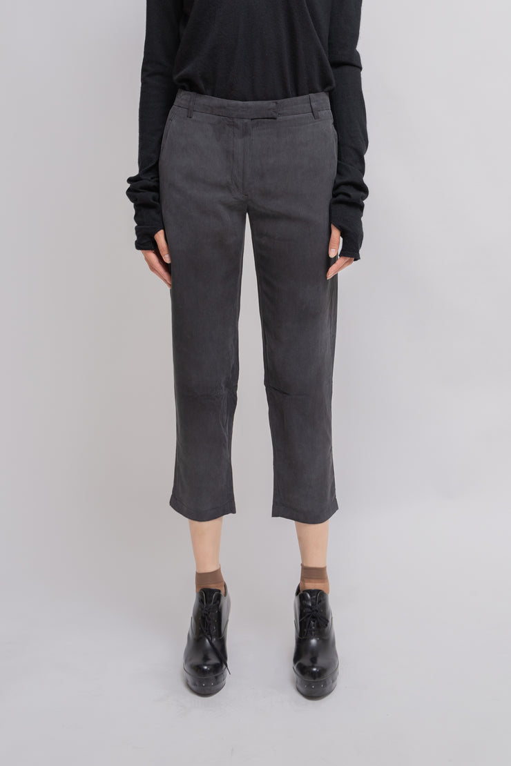 ANN DEMEULEMEESTER - Washed grey silk pants (early 00&