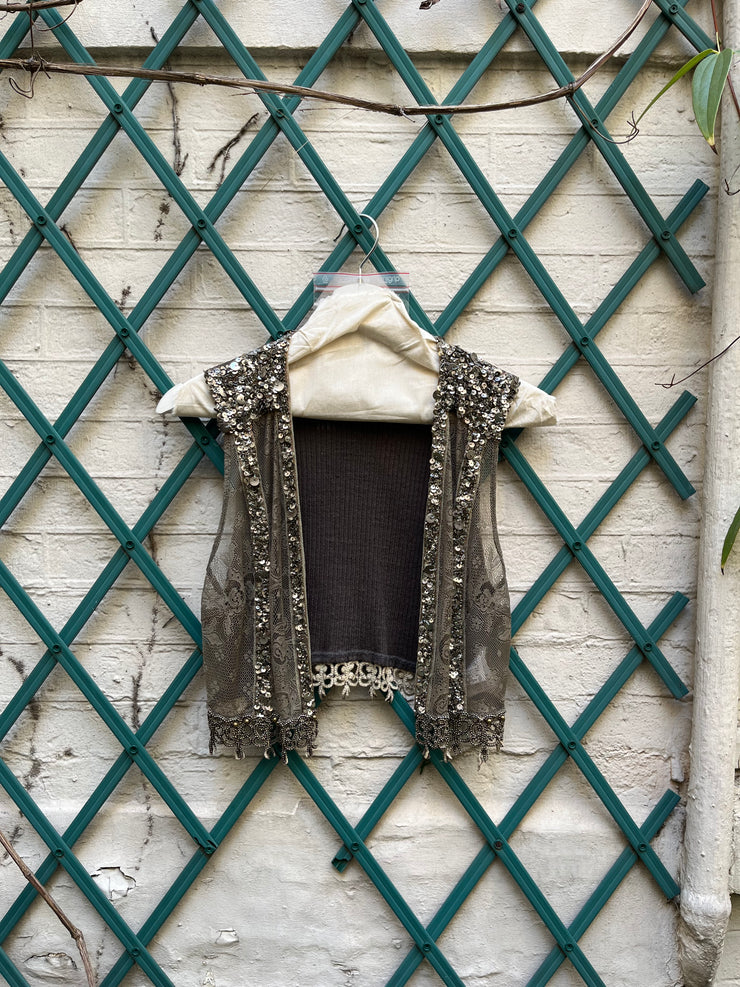 (New Arrival) SHARE SPIRIT - Cotton blend bolero with sequins