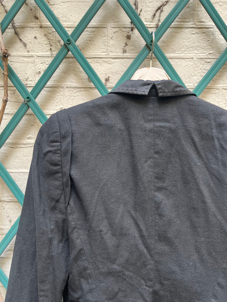 (New Arrival) ANN DEMEULEMEESTER - SS05 Cotton blend jacket with striped lapels and fringes (runway)