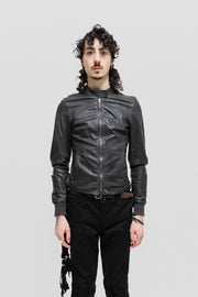 10SEI0OTTO - Stretch leather jacket with ribbed cuffs