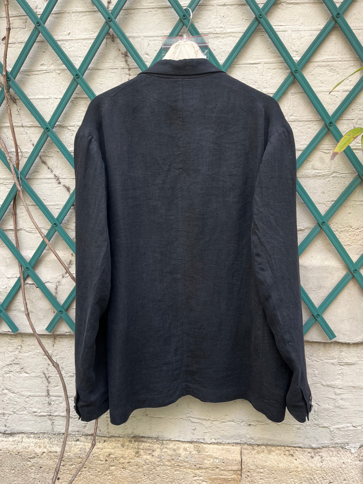 (New Arrival) YOHJI YAMAMOTO POUR HOMME - SS87 Linen costume jacket with chest embroidery