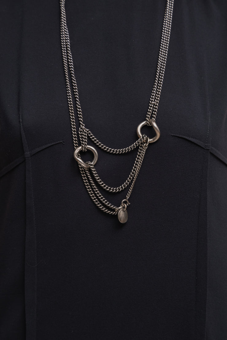 ANN DEMEULEMEESTER x WERKSTATT MUNCHEN - Silver 925 adjustable multi chains necklace with buckles
